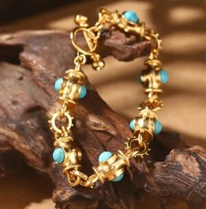 Byzantine Turquoise Bracelet In 18k Gold Plating